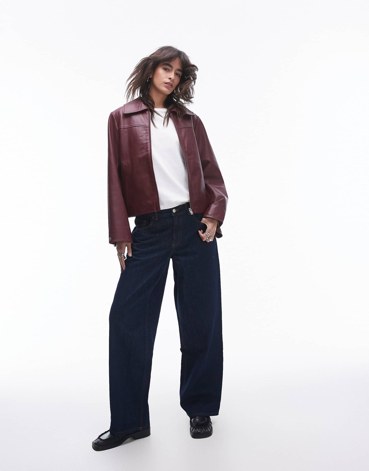 Femme Collar Real Leather Jacket