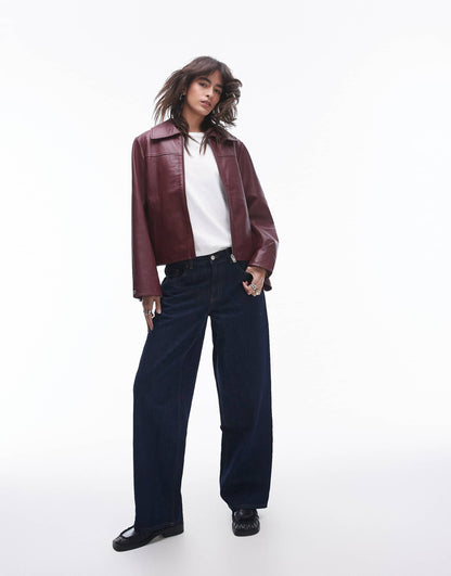 Femme Collar Real Leather Jacket