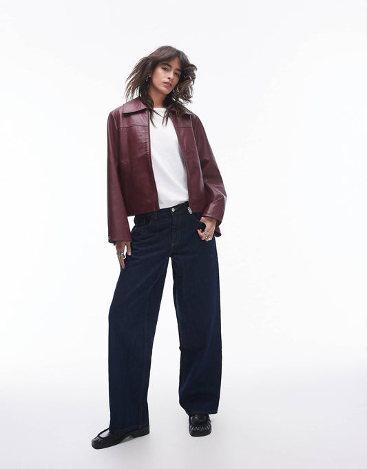 Femme Collar Real Leather Jacket
