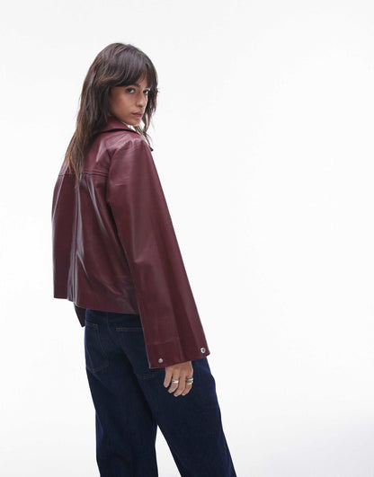 Femme Collar Real Leather Jacket
