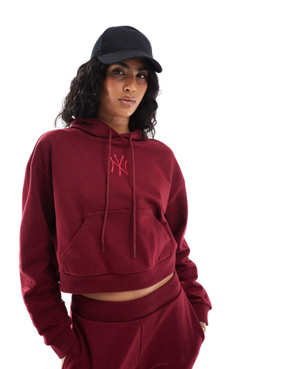 New York Mlb Logo Cropped Hoody