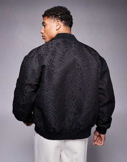 Oversized Jacquard Bomber Jacket