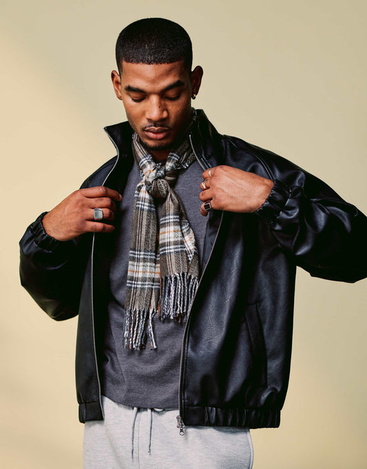 Faux Leather Track Jacket