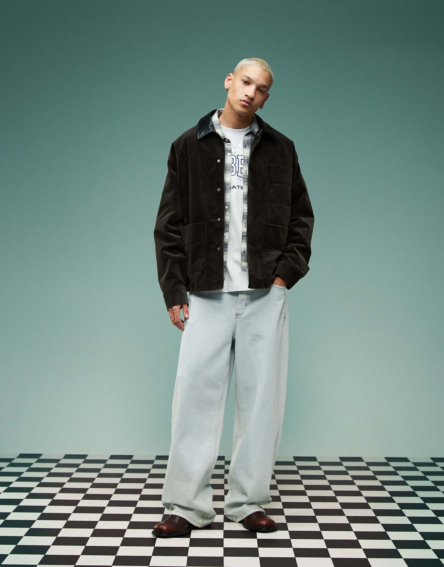 Oversized Velvet Look  Harrington Jacket