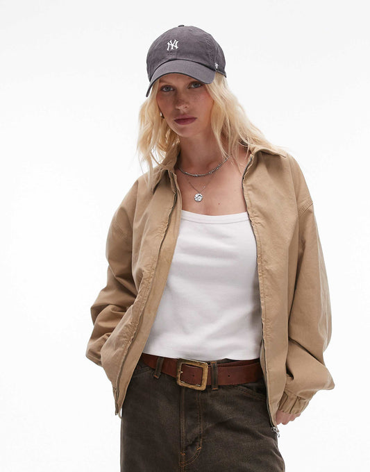 Cotton Jacket With Center Front Zip