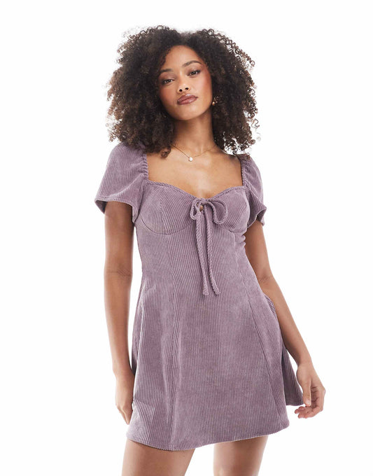 Angel Sleeve Cord Tee Dress