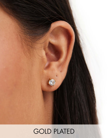 Stainless Steel Gold Plated Sparkle Studs