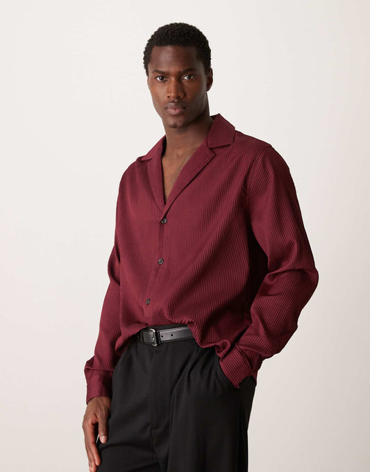 Boxy Oversized Plisse Shirt