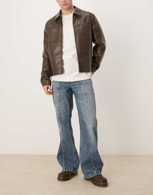 Wide Flare Jeans With Seam Detail