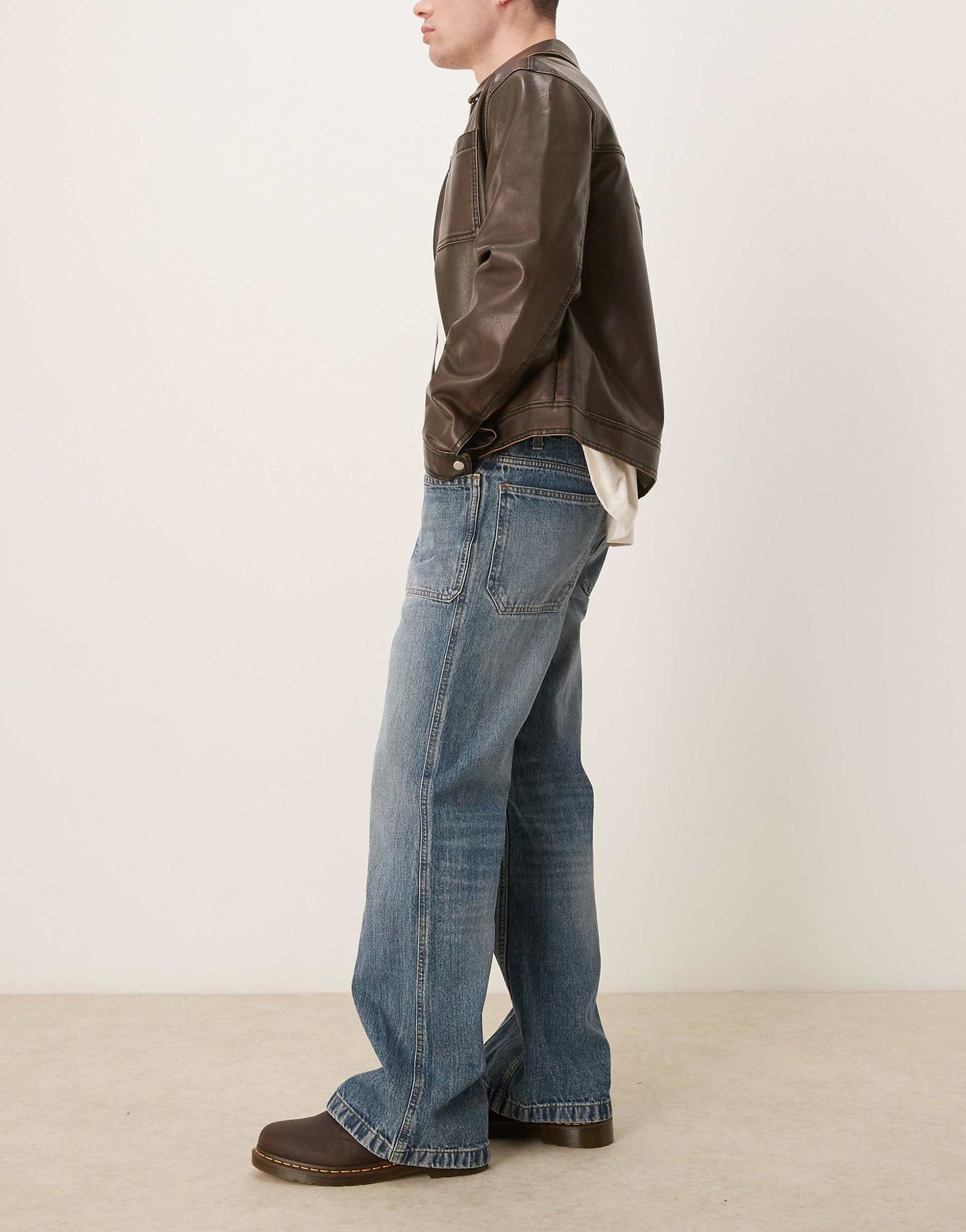 Wide Flare Jeans With Seam Detail