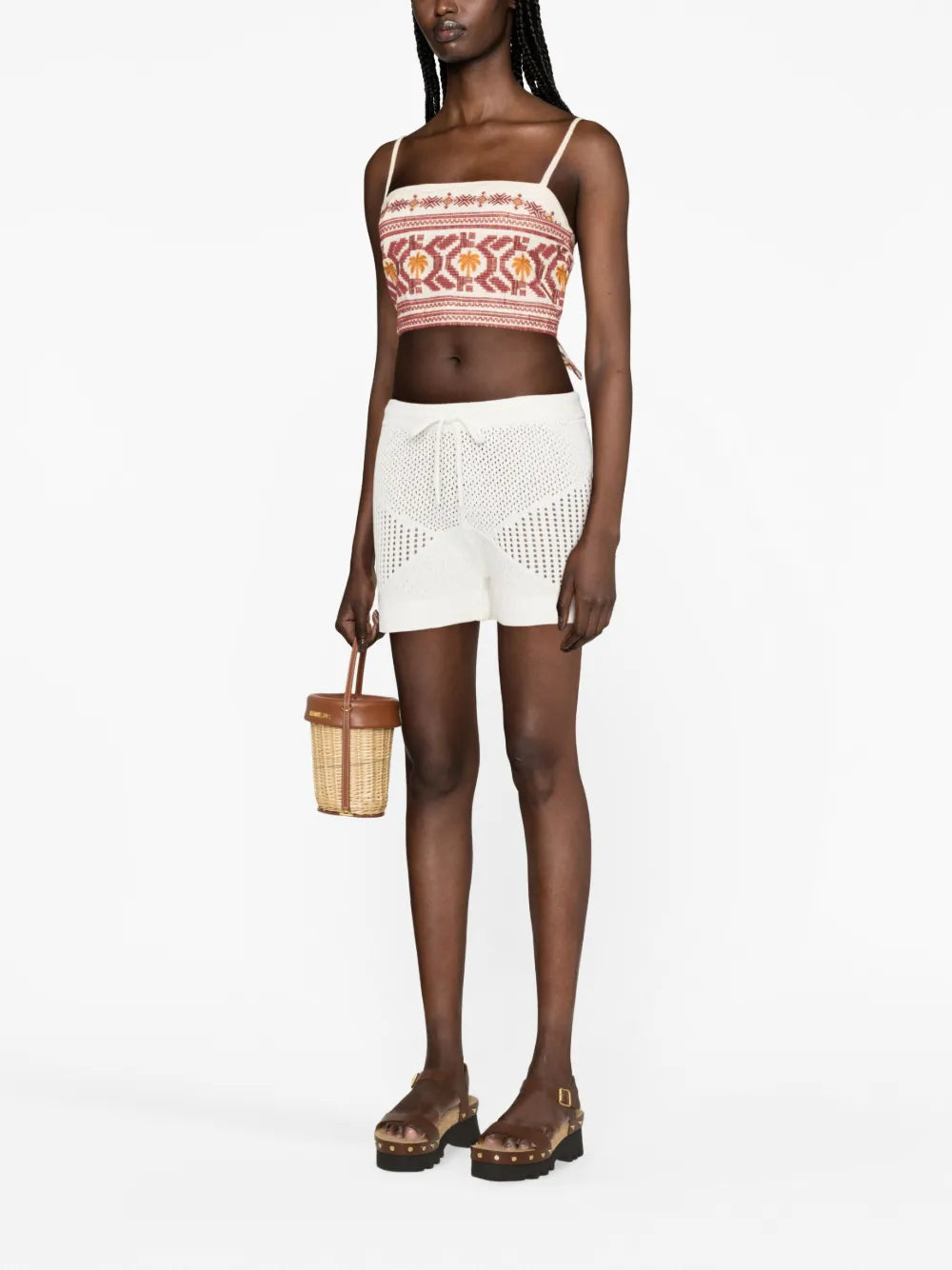Embroidered Cotton Cropped Top