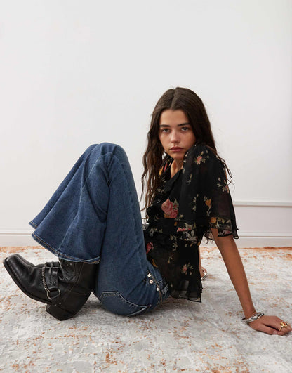 Floaty Tea Top With Angel Sleeves