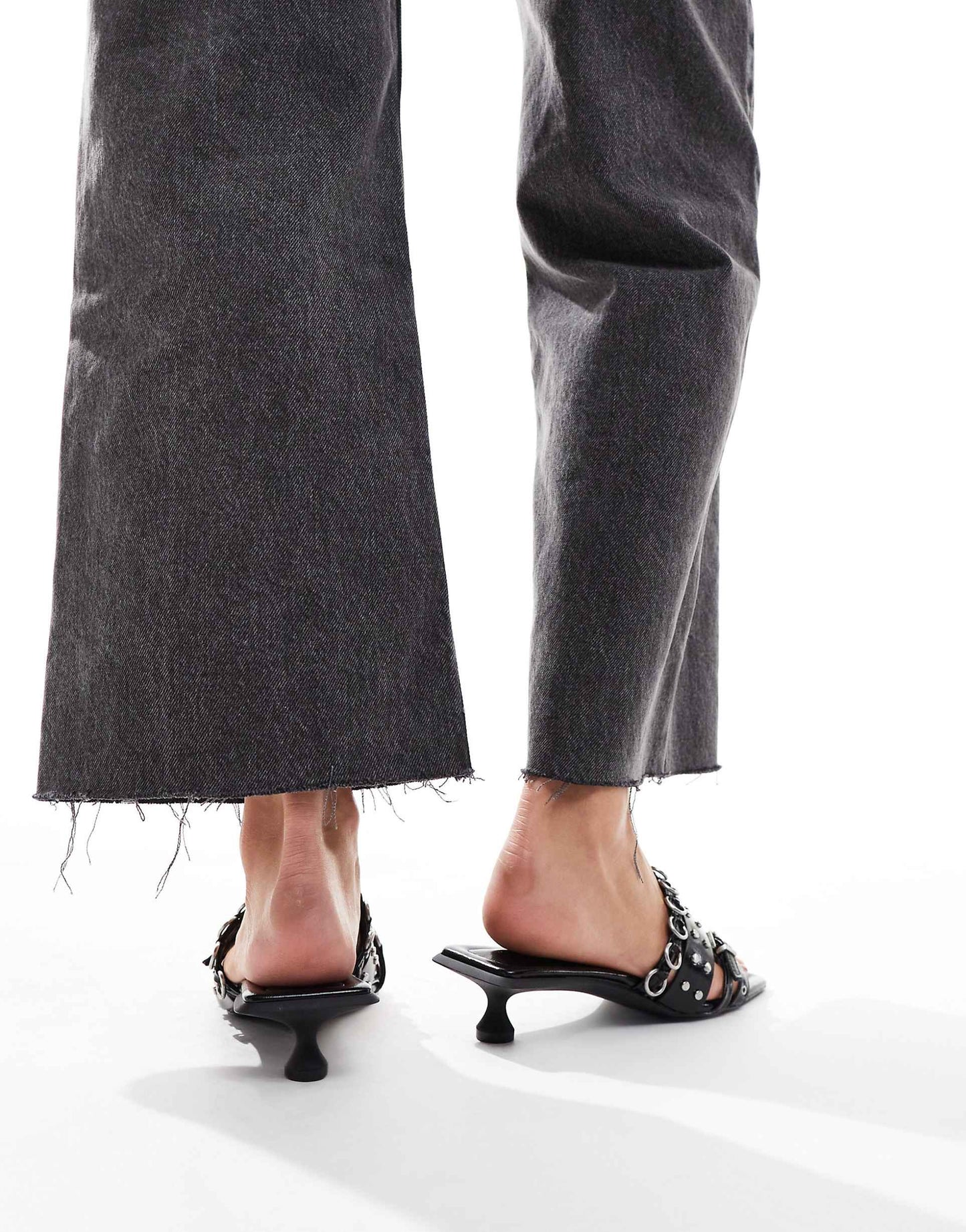 Metal Detail Kitten Sandal