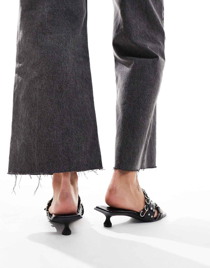 Metal Detail Kitten Sandal