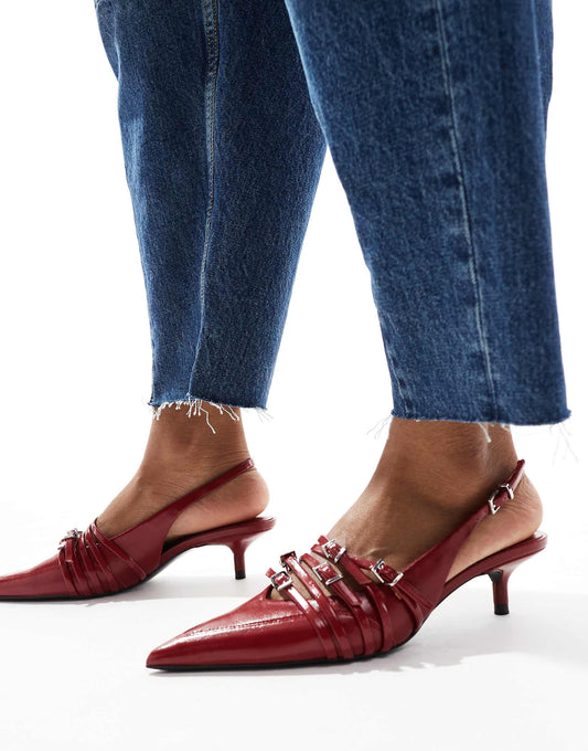 Kitten Slingback With Buckles