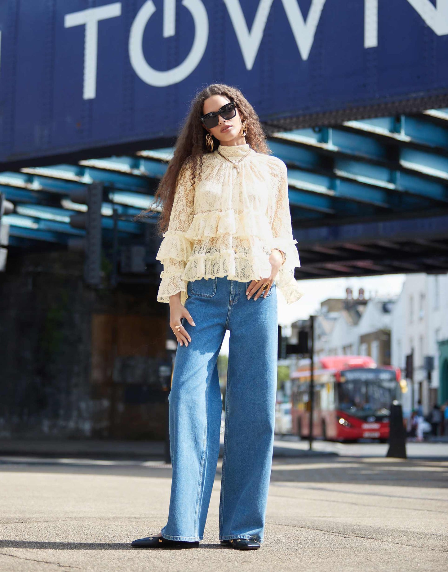 High Neck Lace Tiered Top