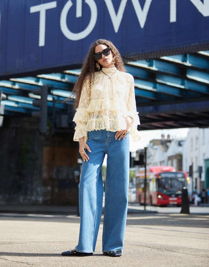 High Neck Lace Tiered Top