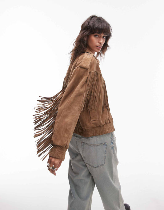 Premium Real Suede Fringe Jacket