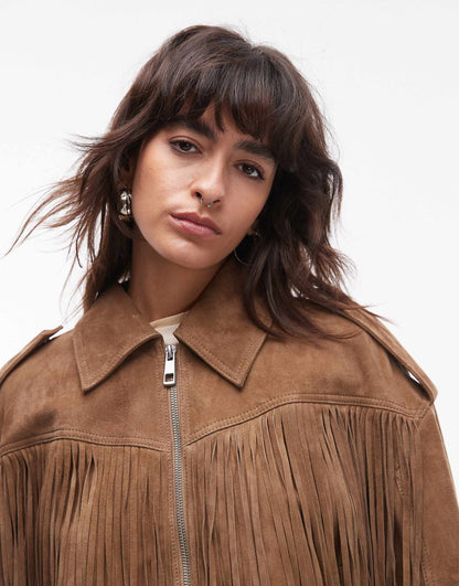 Premium Real Suede Fringe Jacket