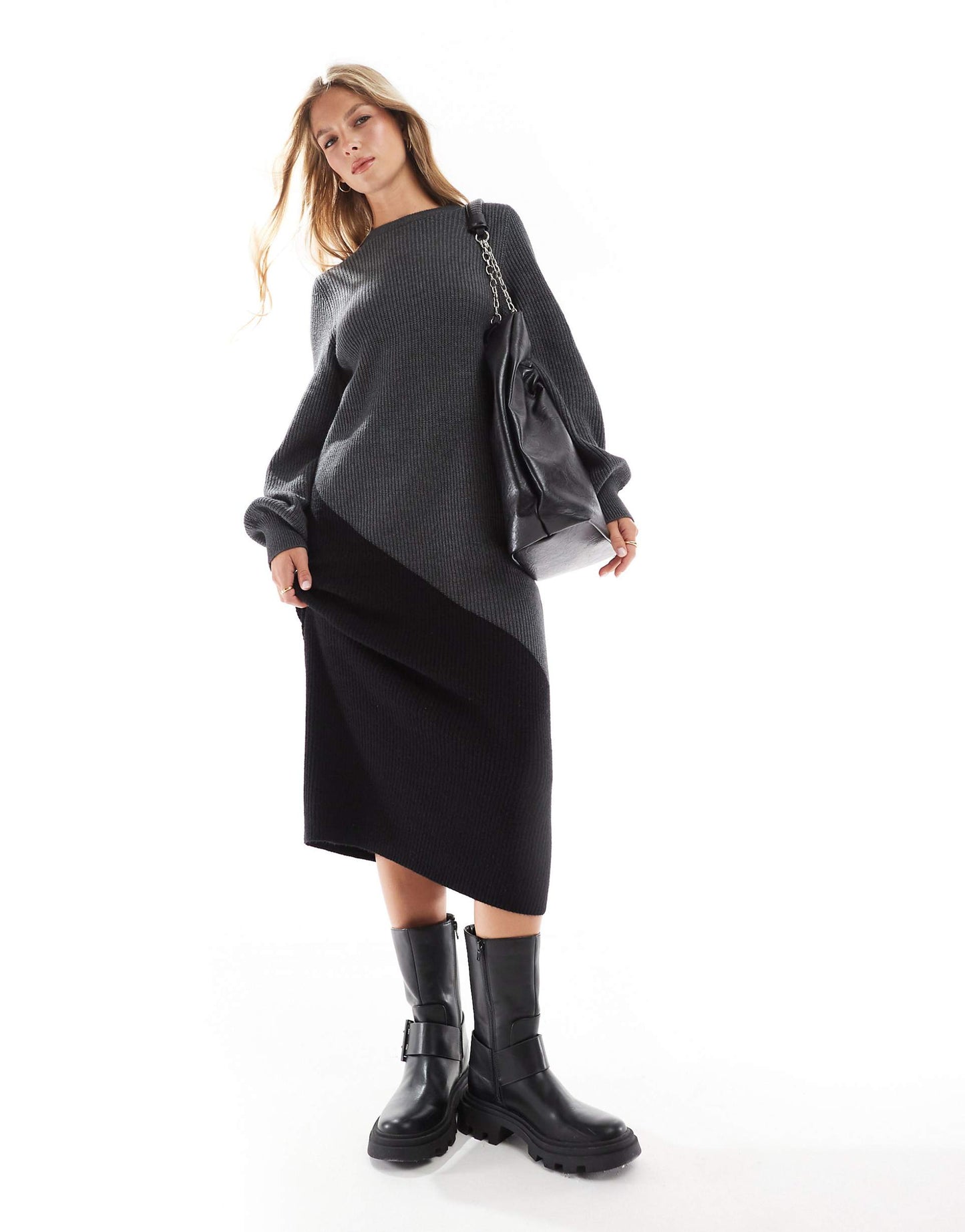 Colourblock Knitted Maxi Dress