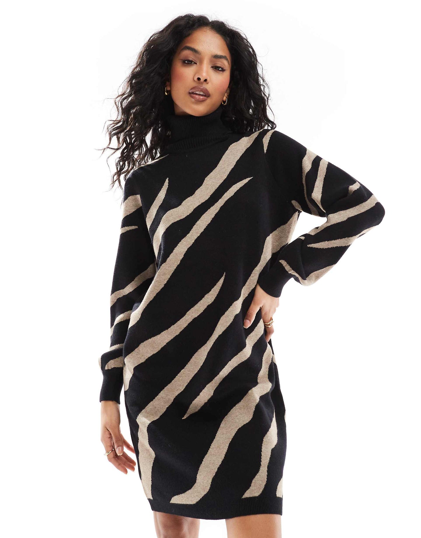 Roll Neck Knitted Dress