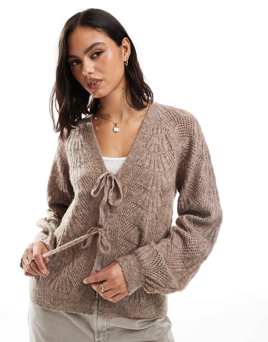 Knitted Tie Front Cardigan