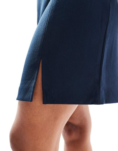 Tailored Mini Skirt With Notch Front