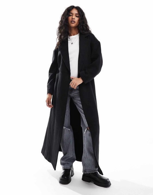 Oversized Wool Blend Belted Coat