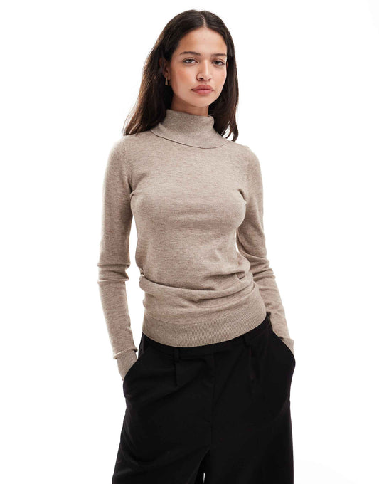 Long Sleeve Roll Neck Knitted Top