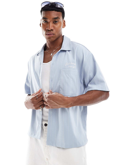 Striped Back Embroidery Shirt