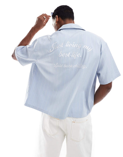 Striped Back Embroidery Shirt
