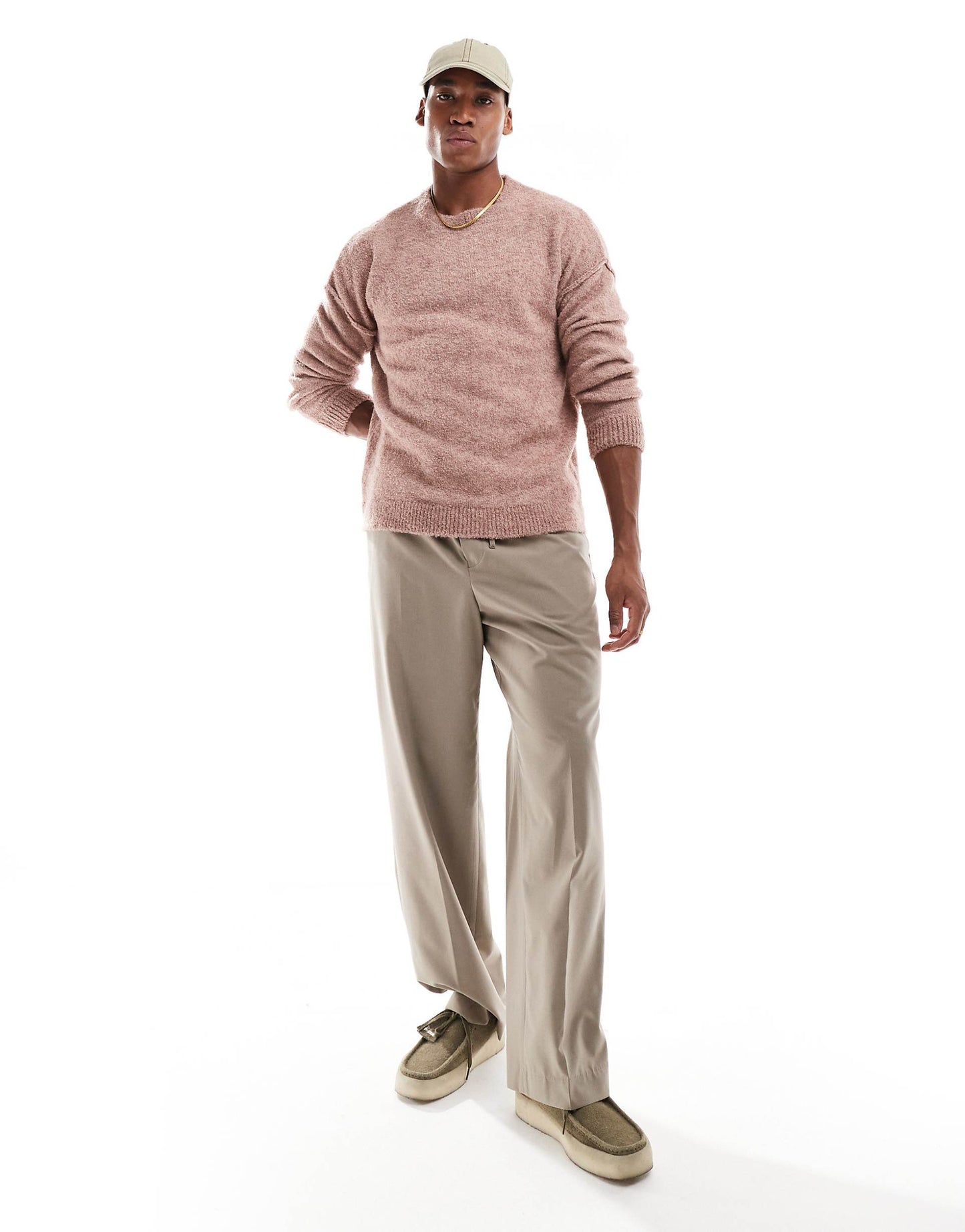 Relaxed Lightweight Textured Texture Knitted Crew Neck Jumper