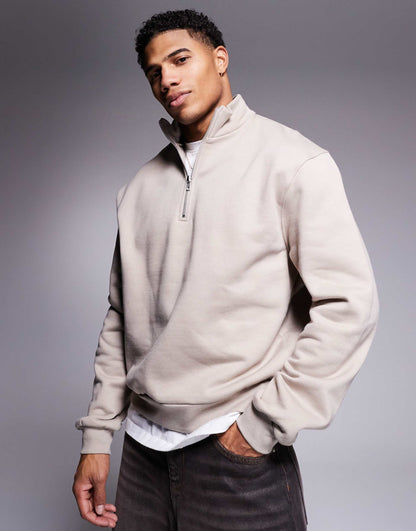 Premium Heavyweight Boxy Oversized Quarter Zip Sweatshirt 400Gsm