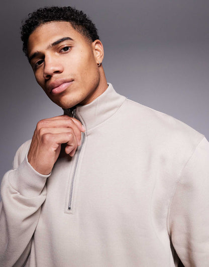 Premium Heavyweight Boxy Oversized Quarter Zip Sweatshirt 400Gsm