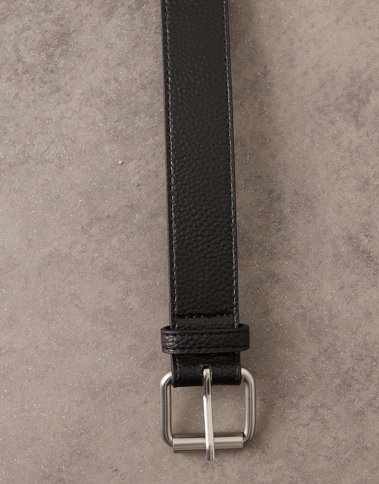 Faux Leather Pebbled Belt With Roller Buckle