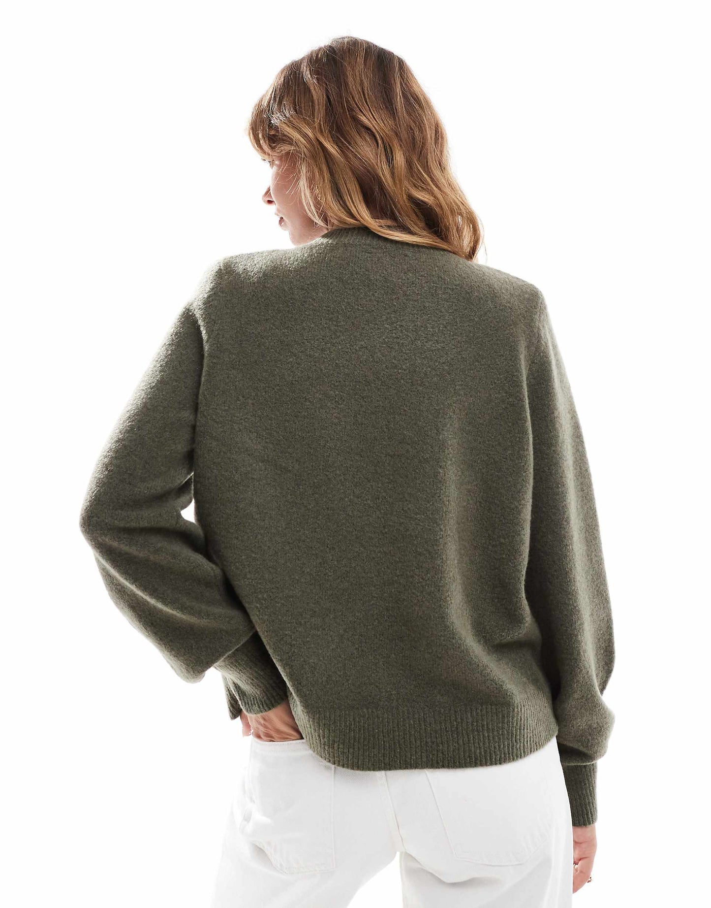 Compact Crew Neck Jumper With Shoulder Pads