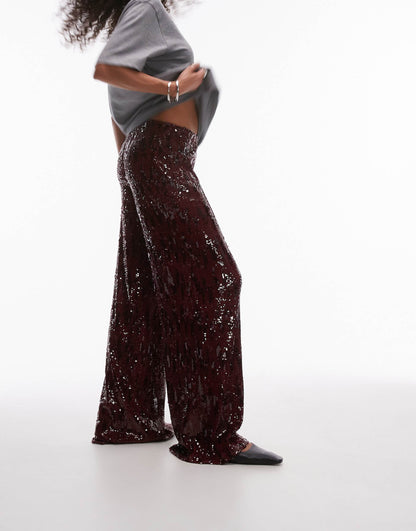 Sequin Wide Leg Trouser