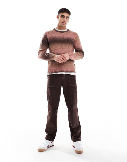 Straight Leg Cord Trousers With Contrast Stitch