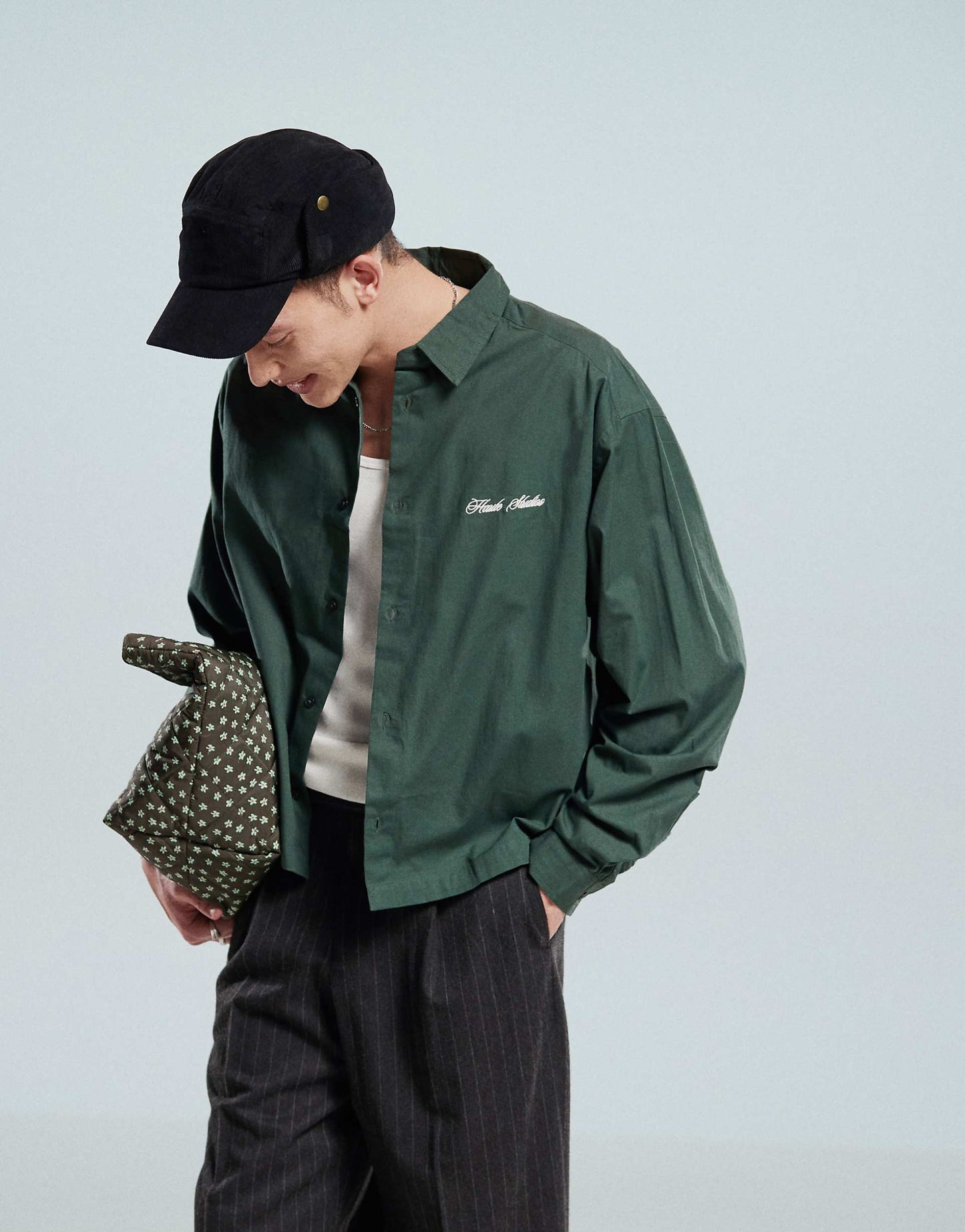 Boxy Oversized Shirt With Chest Embroidery