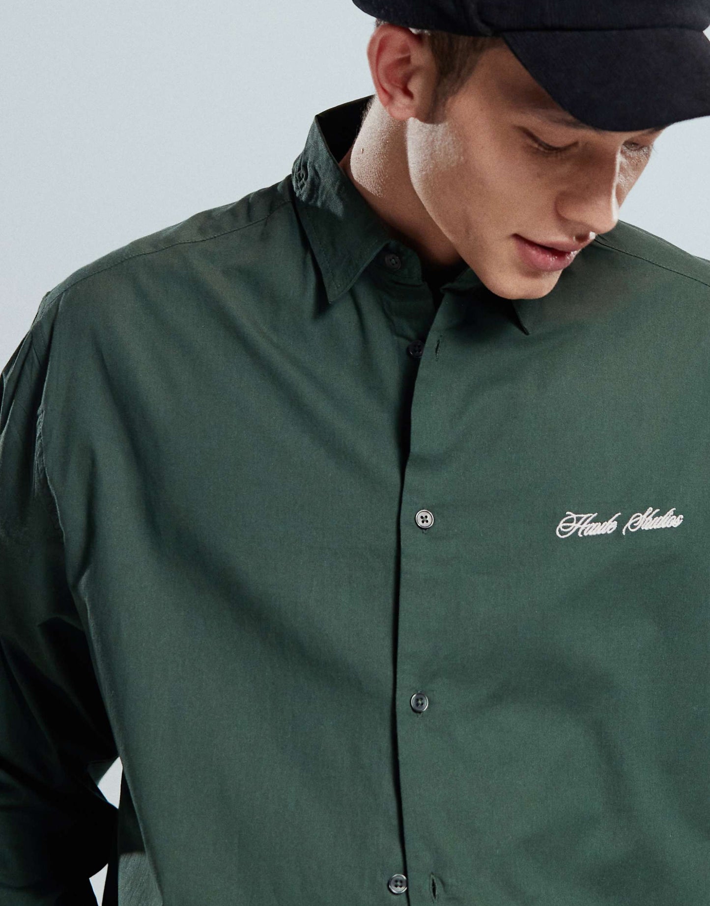 Boxy Oversized Shirt With Chest Embroidery