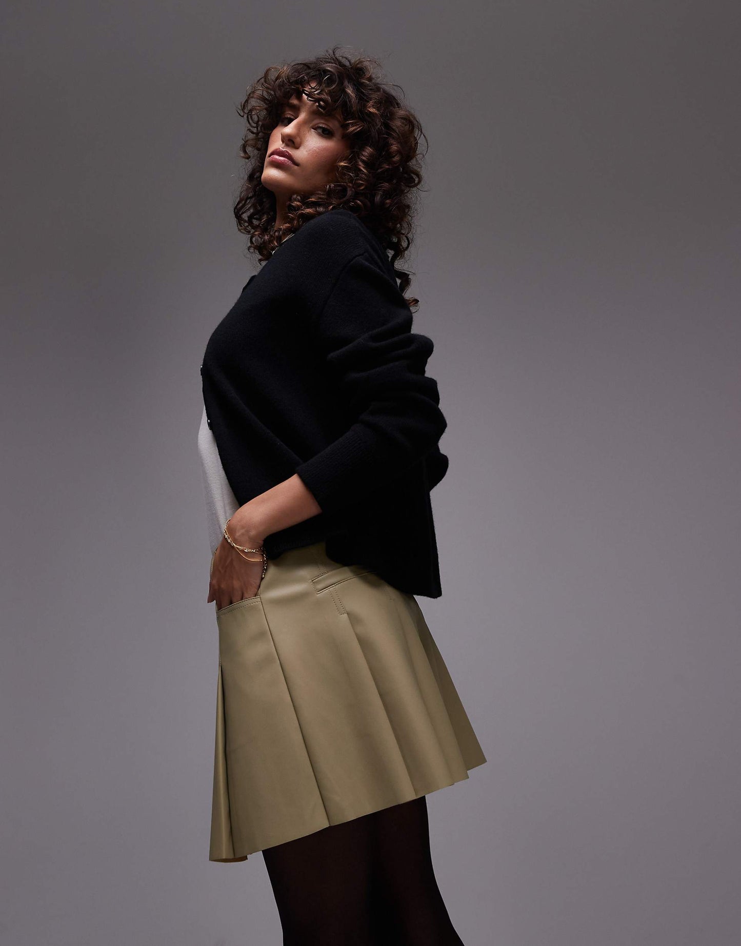 Faux Leather Pocket Pleat Mini