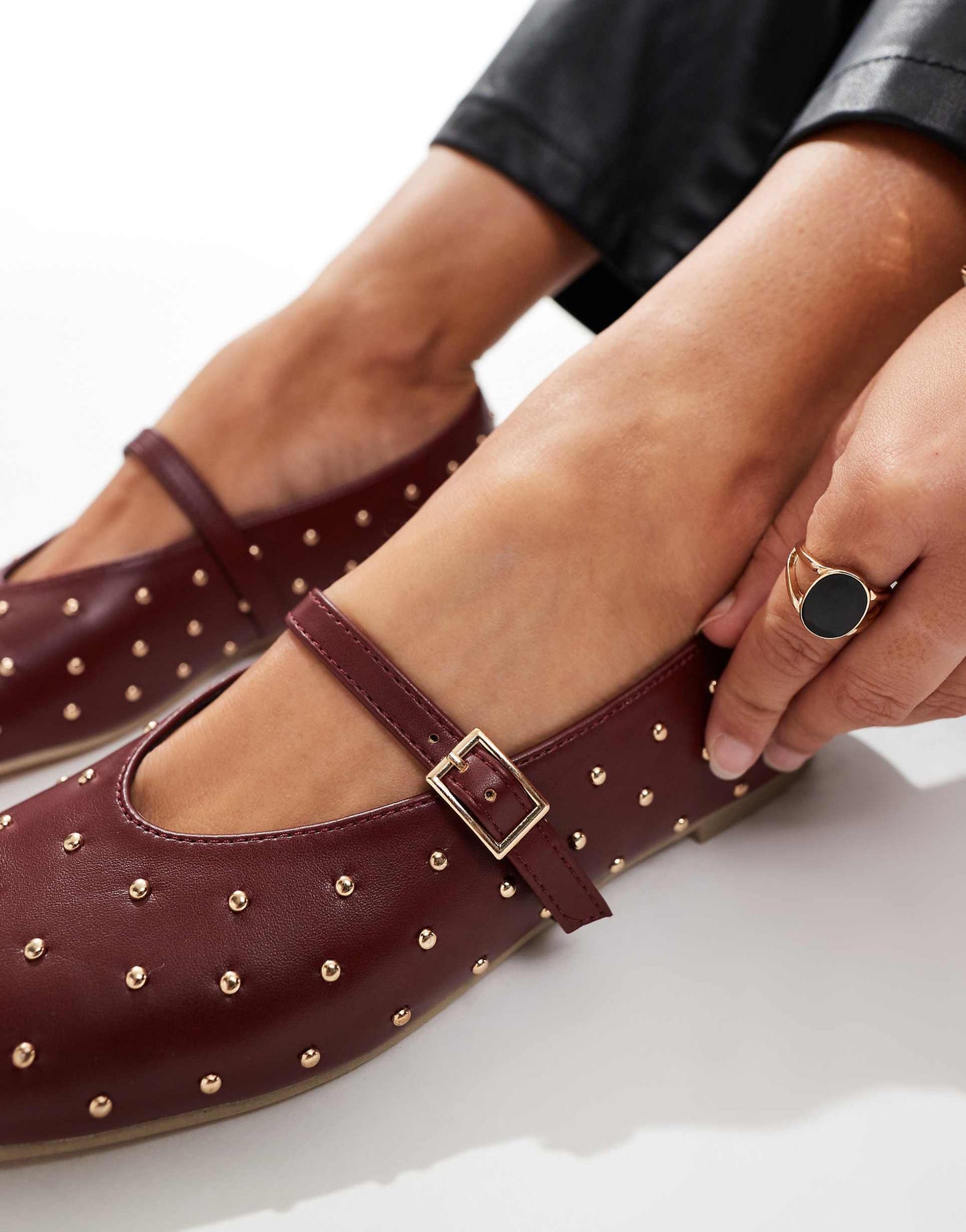 Dorina Studded Ballet Flats With Strap