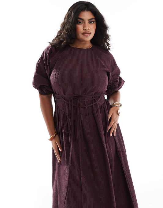 Curve Midi Tie Waist Dress