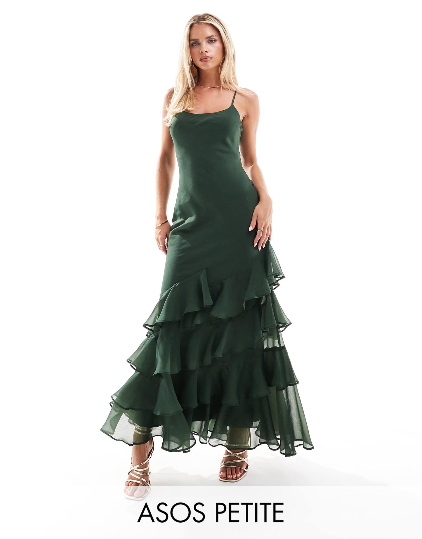 Petite Scoop Neck Bias Maxi Dress With Ruffle Hem