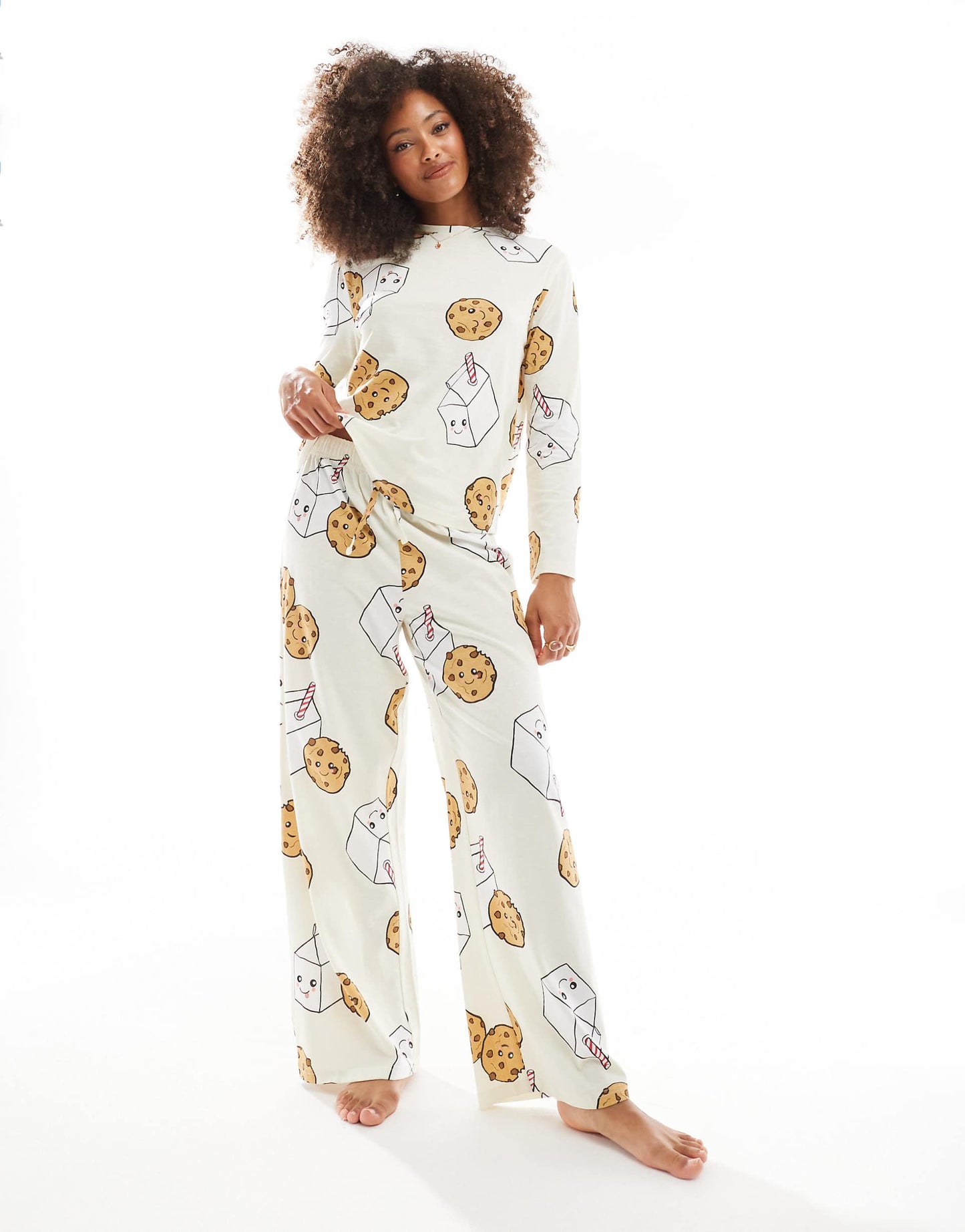 Cookies And Milk Long Sleeve Top & Trouser Pyjama Set