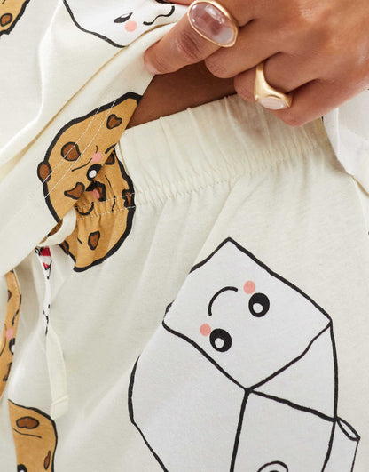 Cookies And Milk Long Sleeve Top & Trouser Pyjama Set