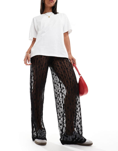 Wide Leg Lace Trousers