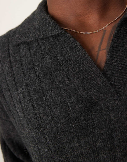 Knitted Oversized Rib Notch Jumper