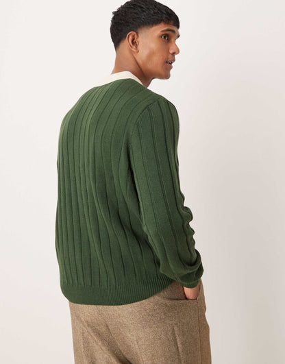 Relaxed Cable Knitted Polo Jumper