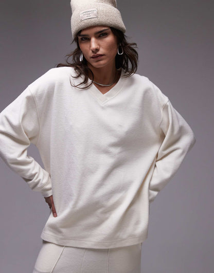 Brushed V Neck Sweatshirt